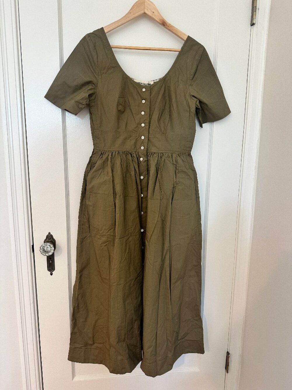 Caron Callahan Poplin Indira Dress Olive 8